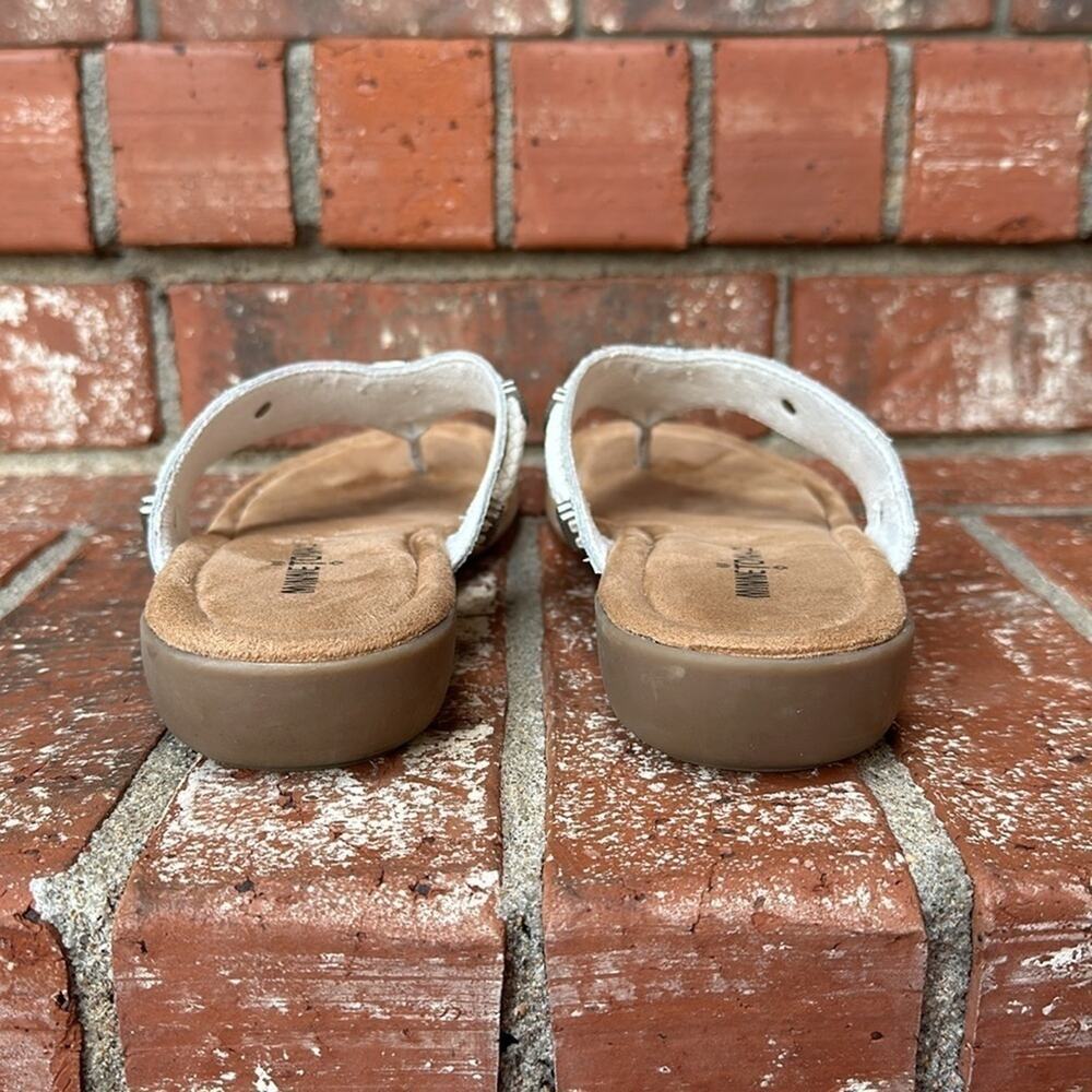 Minnetonka Silverthorne White Leather Women's Thong Sandal Size 9 - Picture 4 of 8